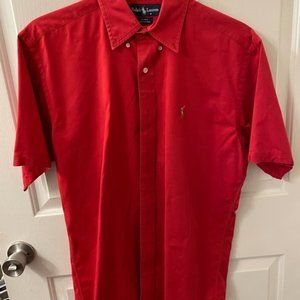 Men’s ss button up polo sz small red